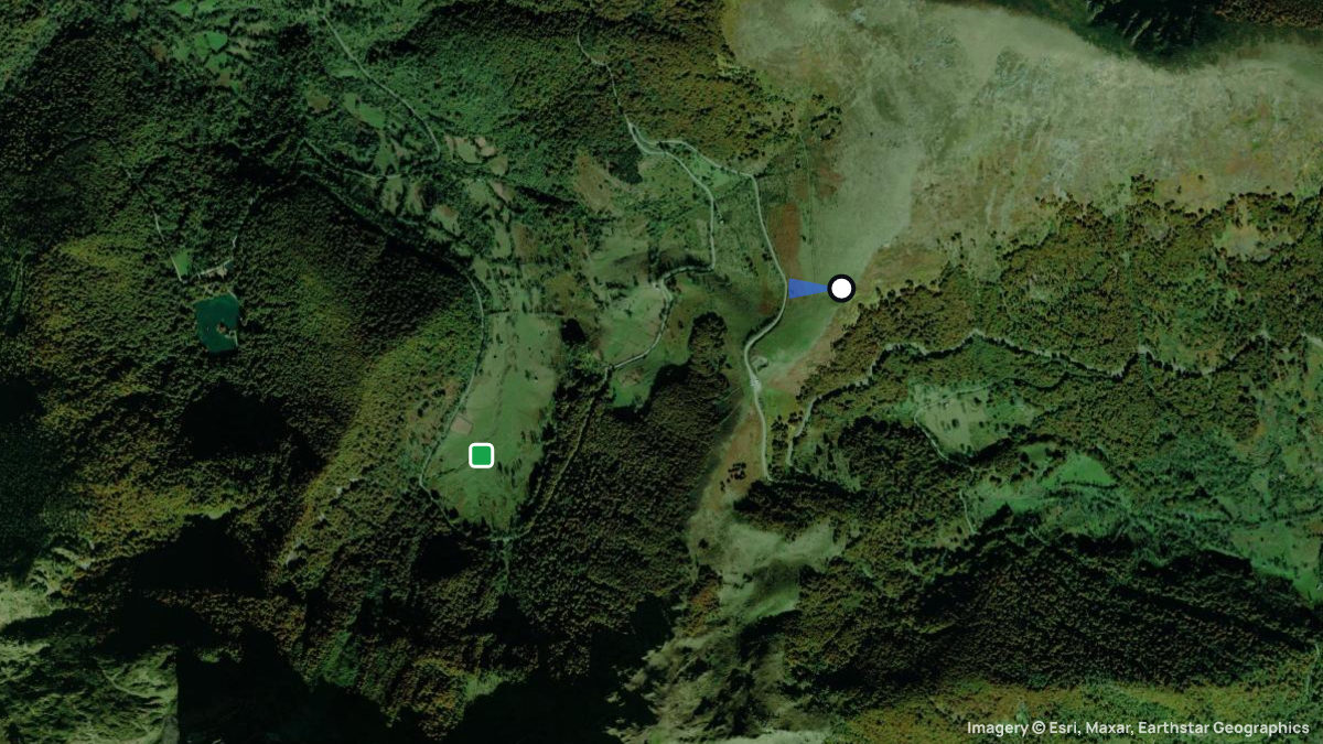 Satellite map of Col de la Core with its launches and landings