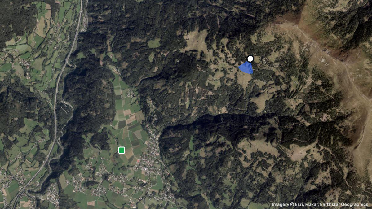 Satellite map of Tschiernock with its launches and landings