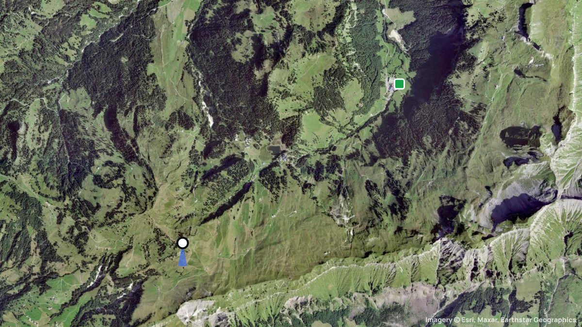 Satellitenkarte von Spirstock mit Start- und Landeplätzen