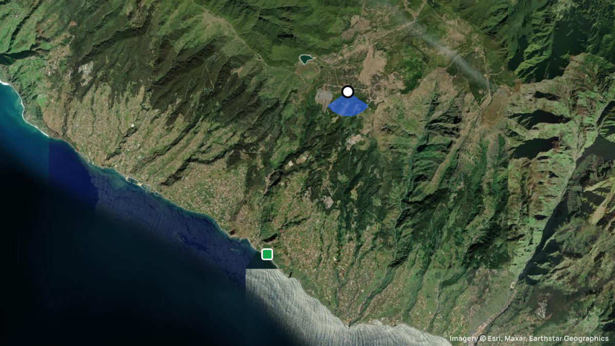 Satellite map of Paul da Serra with its launches and landings