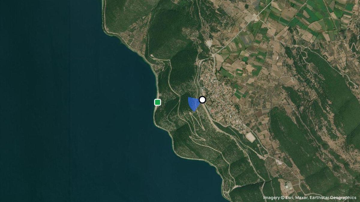 Satellite map of Petrochori with its launches and landings