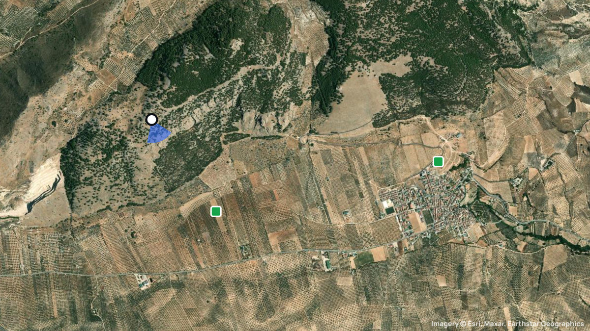Satellite map of Moclin with its launches and landings