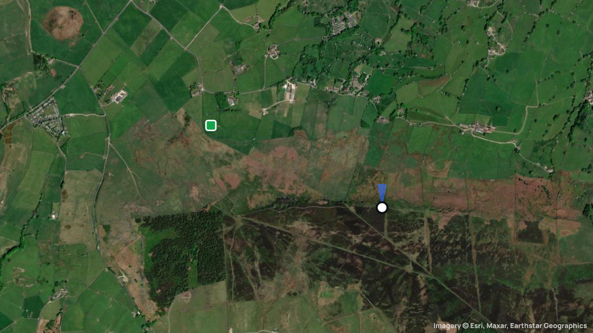 Satellitenkarte von Addingham Moorside mit Start- und Landeplätzen