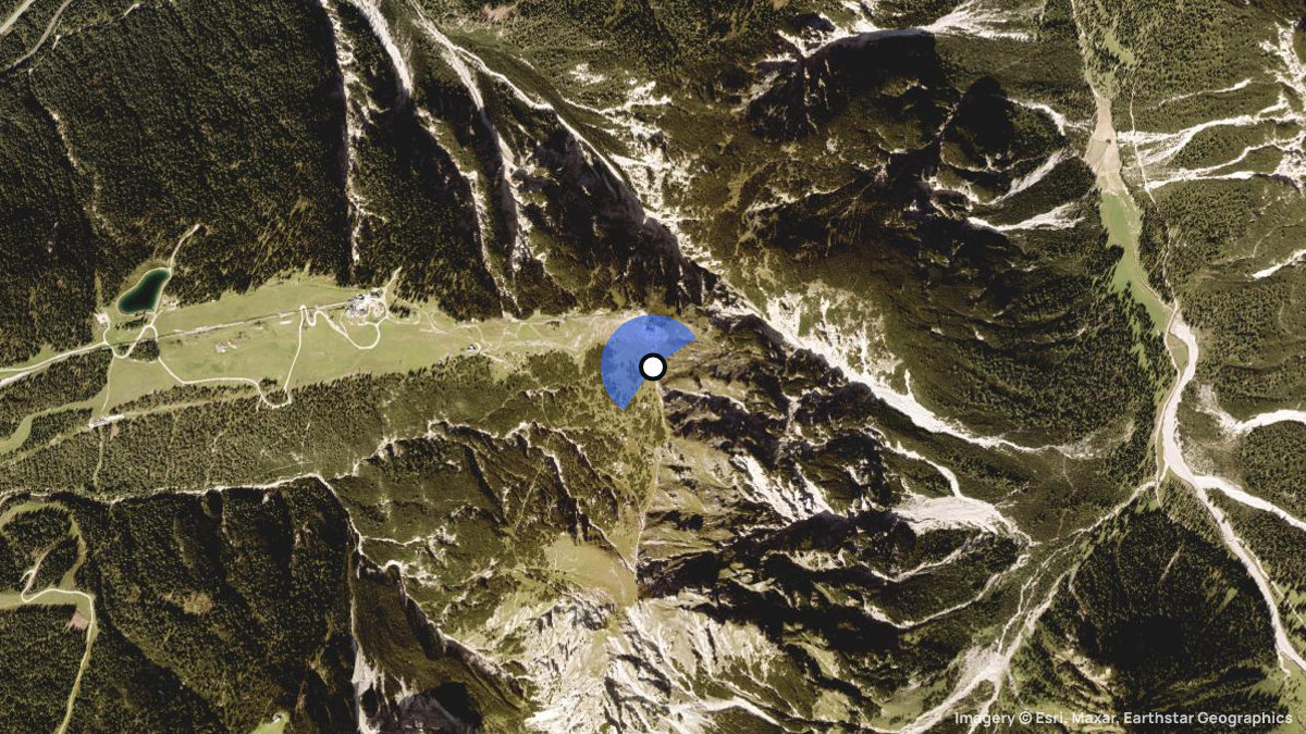 Satellitenkarte von Seefelder Joch mit Start- und Landeplätzen