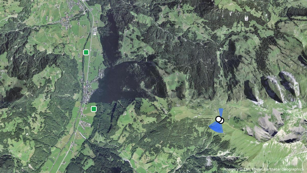 Satellitenkarte von Haldigrat mit Start- und Landeplätzen