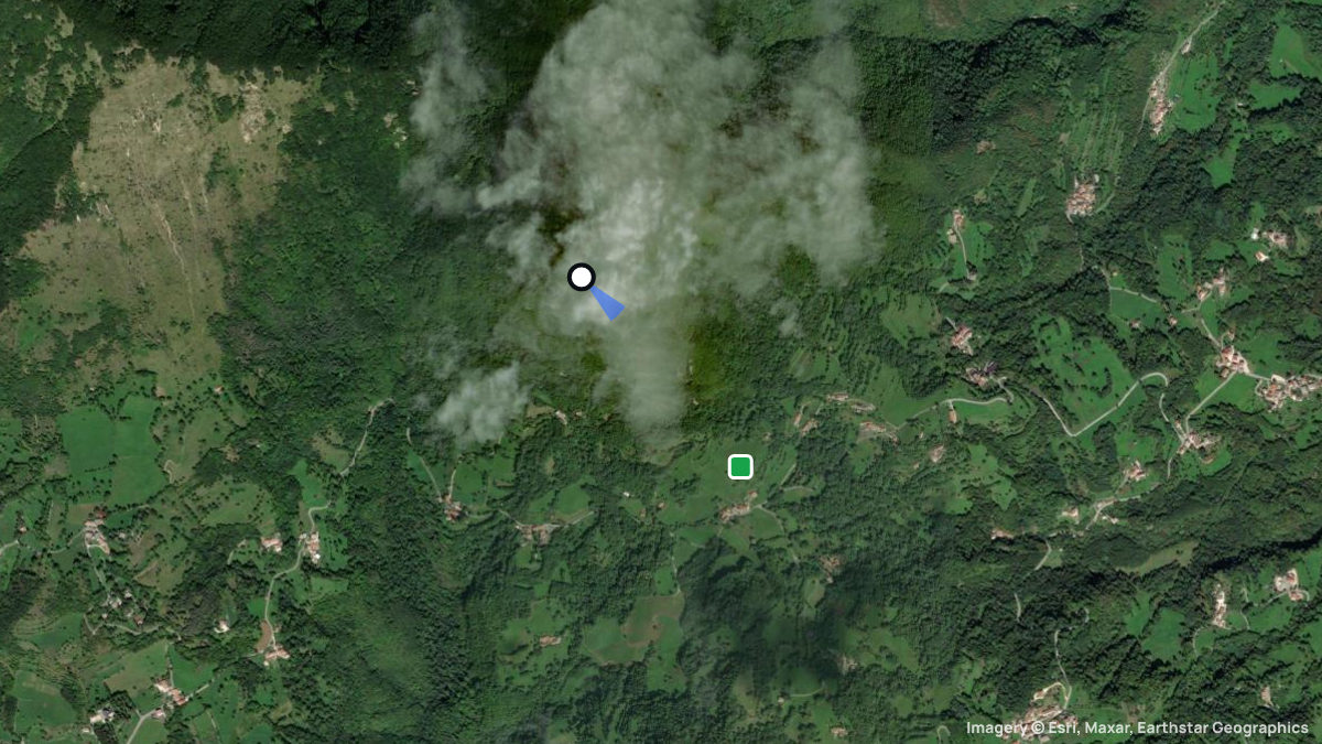 Satellite map of Malga Rialto with its launches and landings