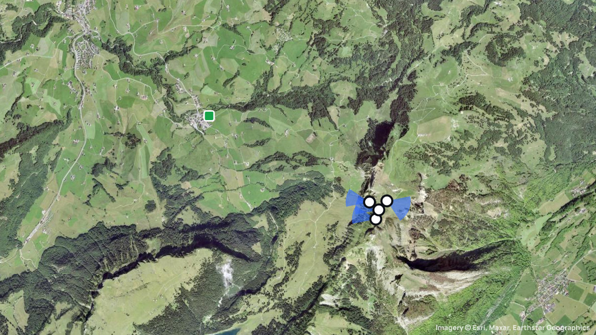 Satellitenkarte von Hoher Kasten mit Start- und Landeplätzen