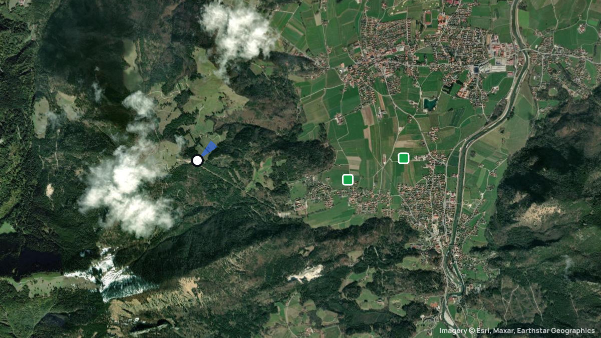 Satellitenkarte von Hochplatte mit Start- und Landeplätzen
