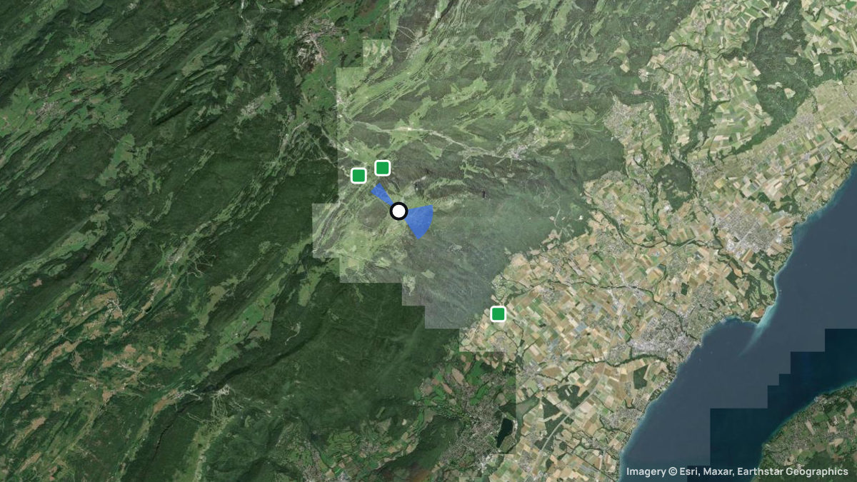 Satellitenkarte von La Dole mit Start- und Landeplätzen