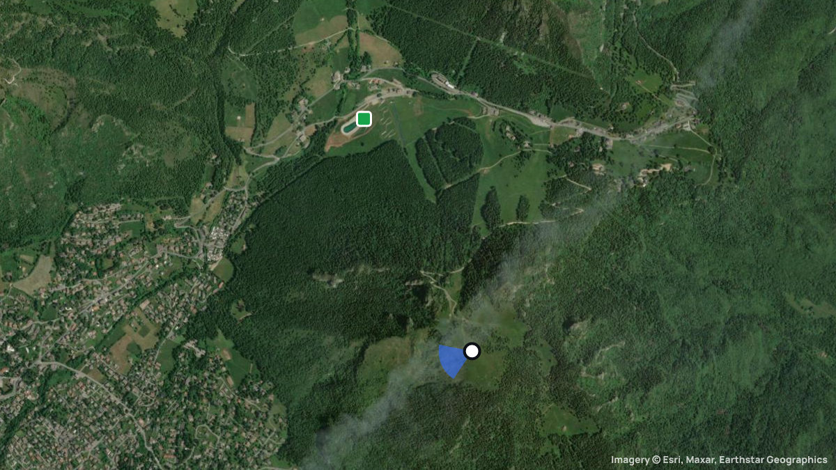 Satellite map of Monte Scanapa with its launches and landings