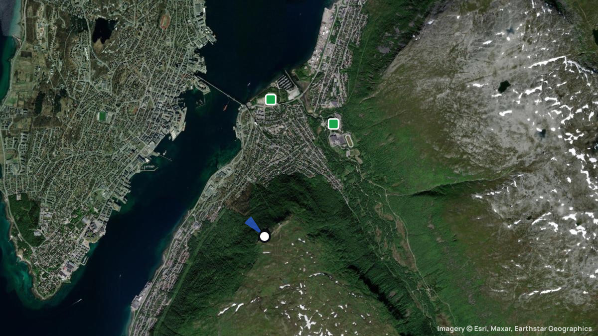 Satellitenkarte von Fjellheisen mit Start- und Landeplätzen