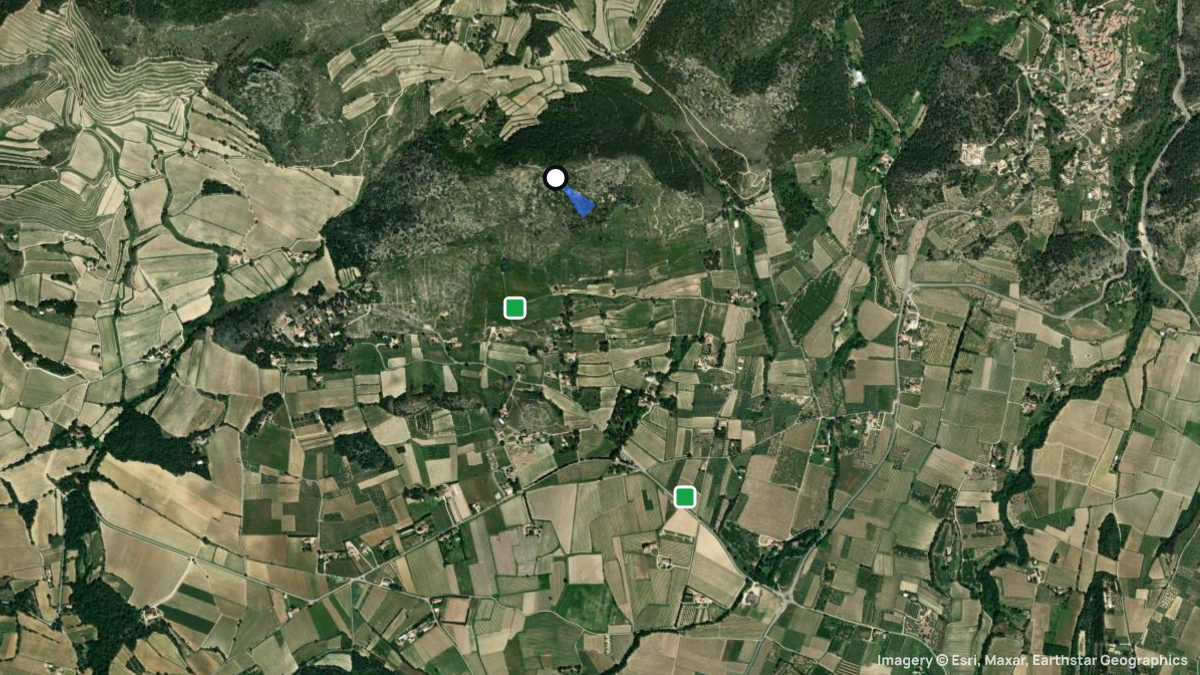 Satellitenkarte von Saint Hippolyte le Graveyron mit Start- und Landeplätzen