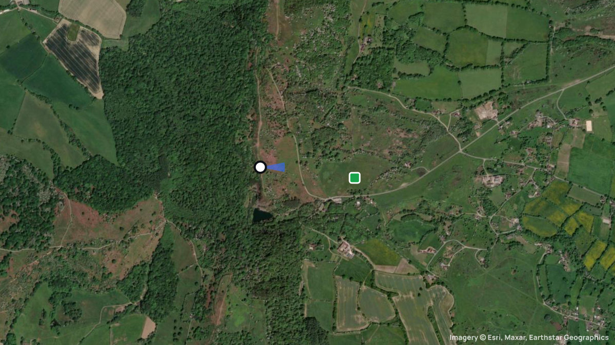 Satellitenkarte von Castle Morton mit Start- und Landeplätzen