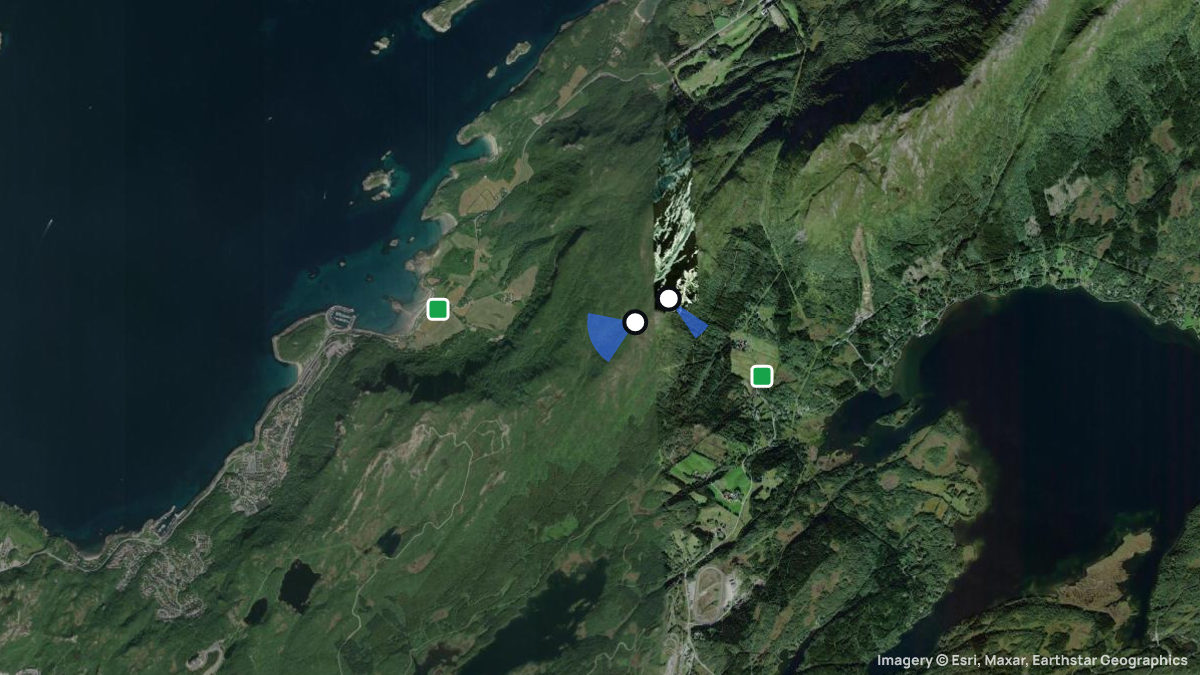 Satellite map of Lapsfjellet with its launches and landings