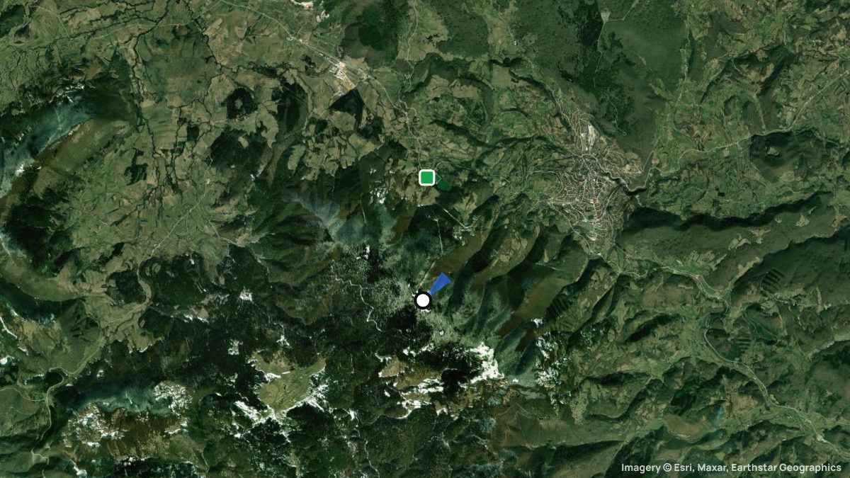 Satellite map of Mont Lisina with its launches and landings