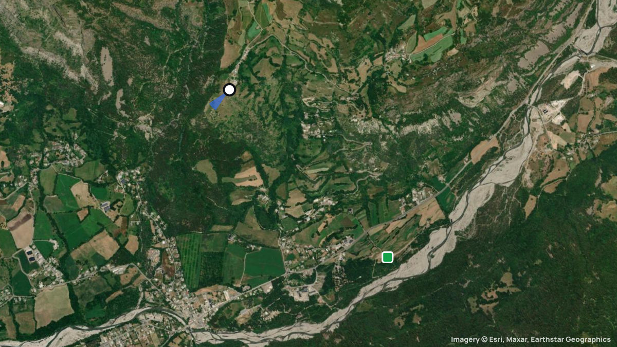 Satellite map of Les Richards with its launches and landings