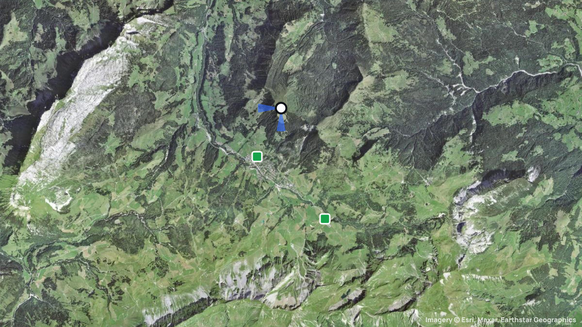 Satellite map of Hagleren with its launches and landings