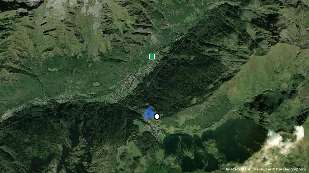 Satellite map of Monte Rambasi with its launches and landings