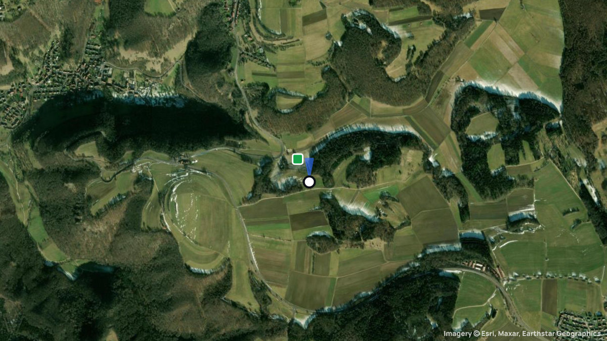 Satellite map of Pfulb with its launches and landings