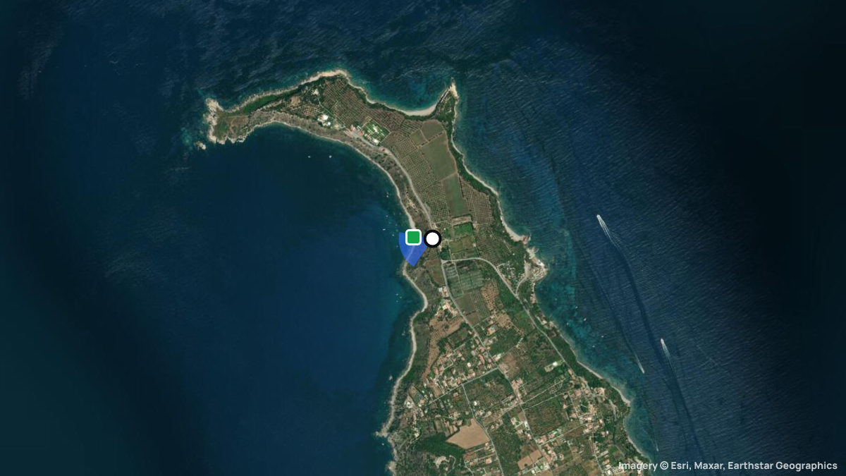 Satellite map of Capo Milazzo with its launches and landings