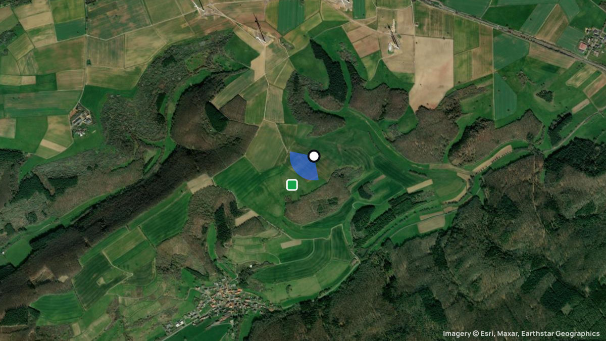 Satellite map of Auen with its launches and landings