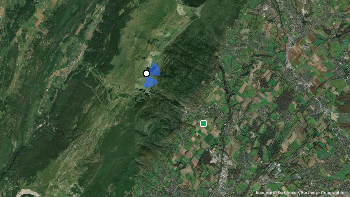 Satellite map of Les deux Potes with its launches and landings