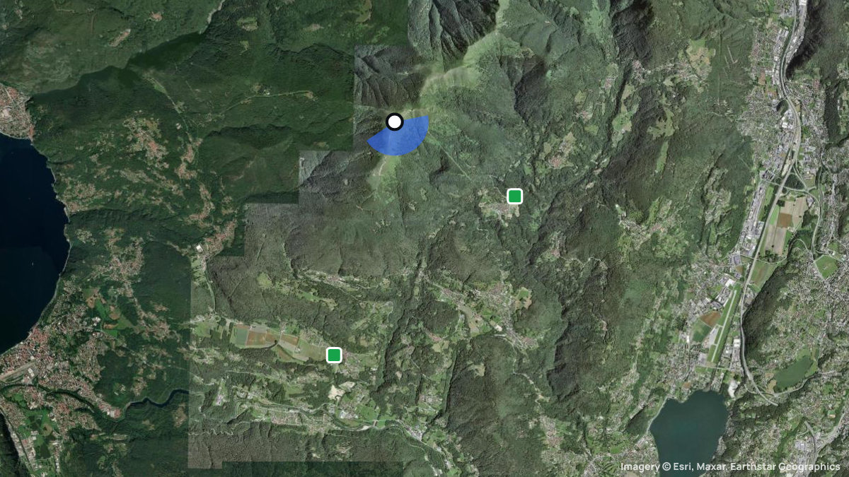 Satellitenkarte von Monte Lema mit Start- und Landeplätzen