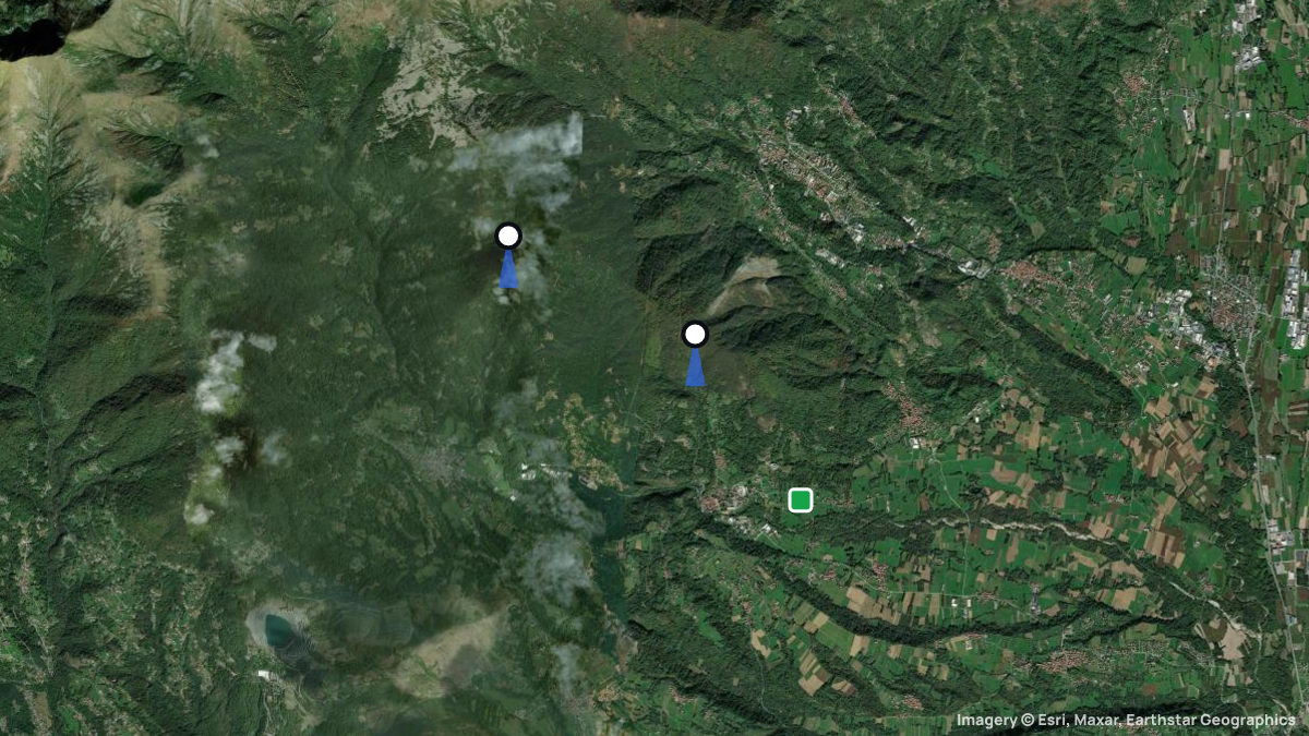 Satellitenkarte von Monte Soglio mit Start- und Landeplätzen