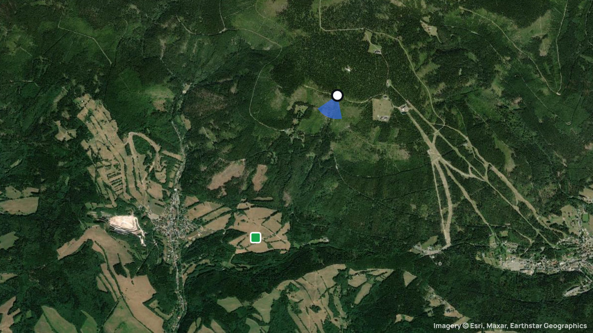 Satellite map of Cerna hora with its launches and landings