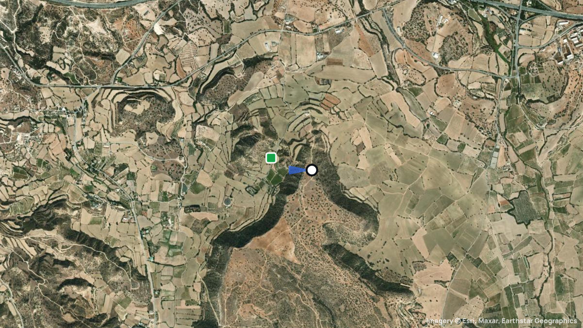 Satellite map of Pissouri with its launches and landings