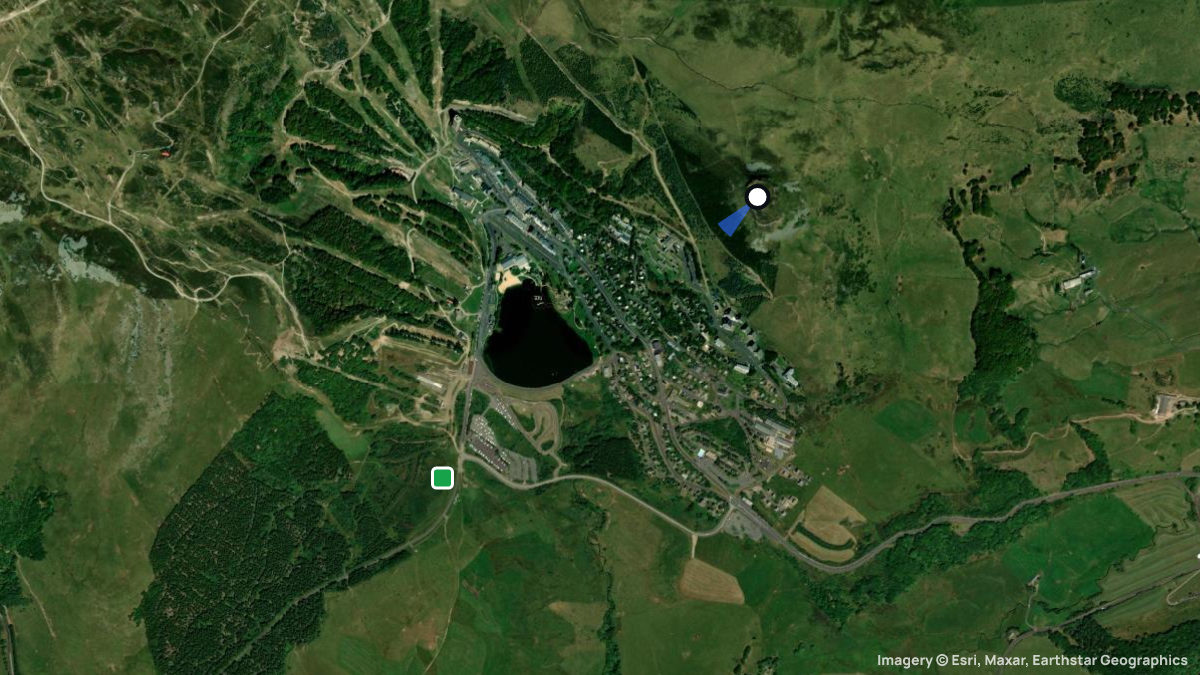 Satellite map of Puy de Chambourguet with its launches and landings