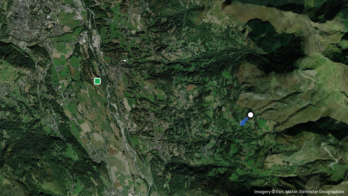 Satellite map of Hautacam with its launches and landings
