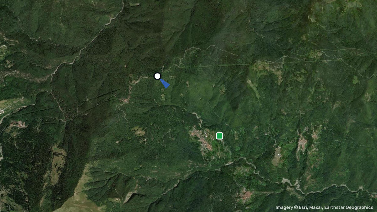 Satellite map of Mendatica with its launches and landings
