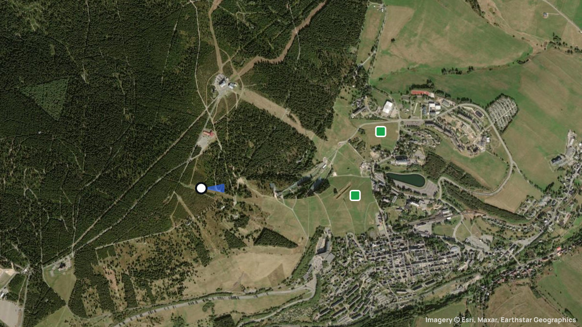 Satellite map of Fichtelberg with its launches and landings