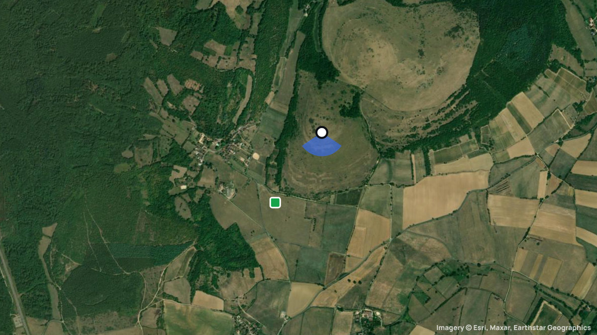 Satellite map of Mont Pejus with its launches and landings