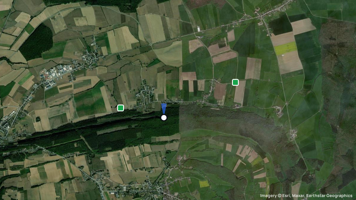 Satellitenkarte von Beauraing mit Start- und Landeplätzen