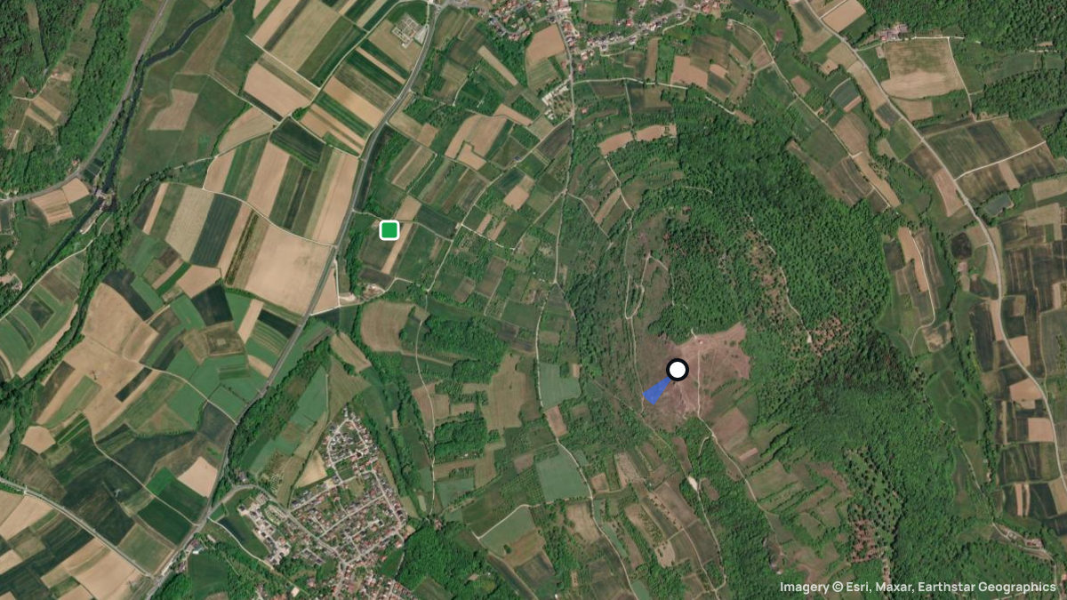 Satellitenkarte von Walberla mit Start- und Landeplätzen