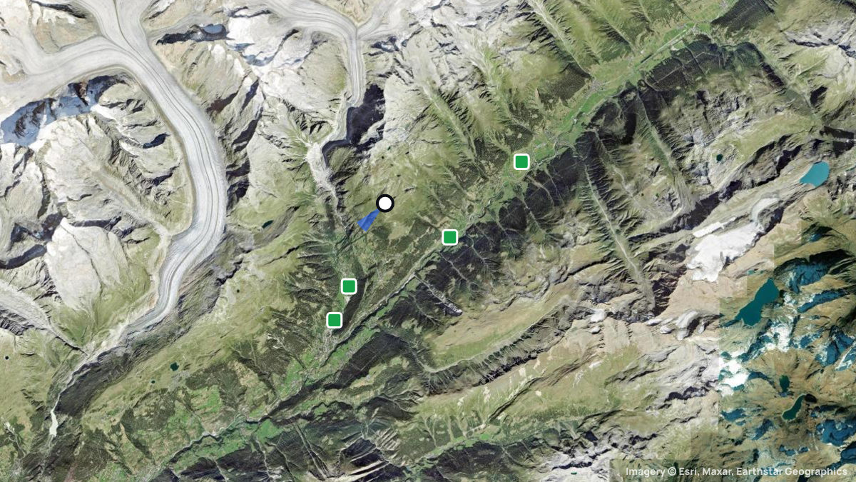 Satellitenkarte von Steibenkreuz mit Start- und Landeplätzen