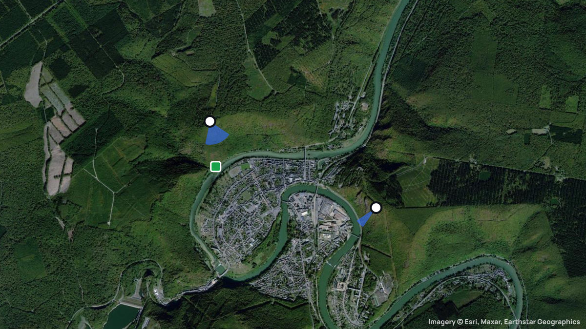 Satellite map of Revin with its launches and landings