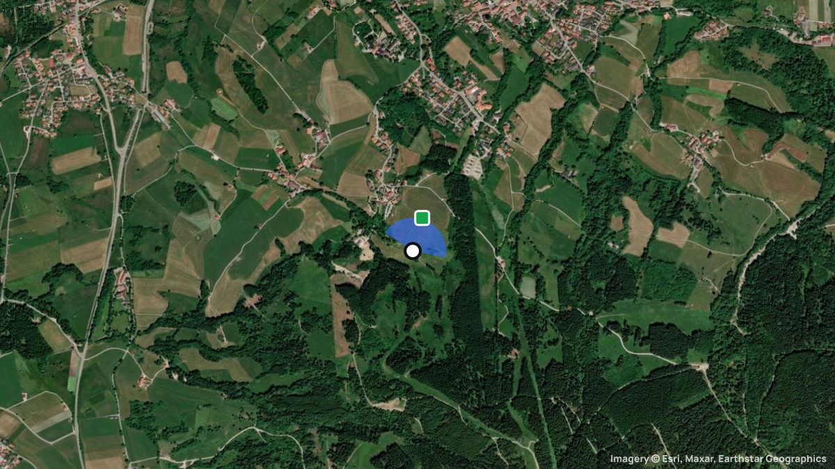 Satellitenkarte von Sonnen mit Start- und Landeplätzen