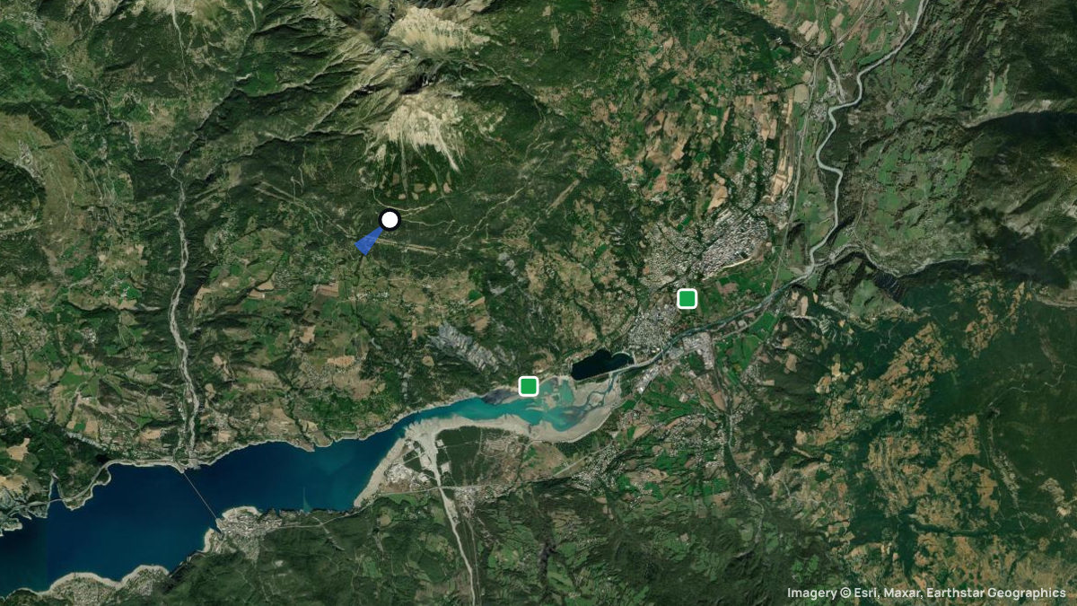 Satellite map of Mont Guillaume with its launches and landings