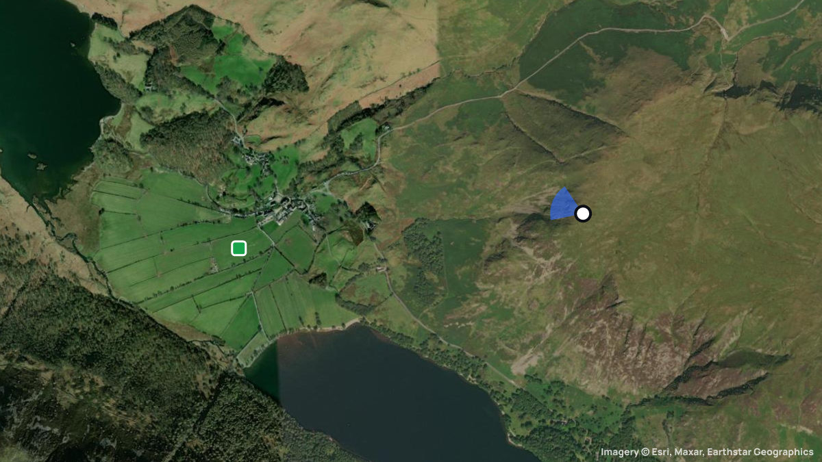 Satellite map of Buttermere with its launches and landings