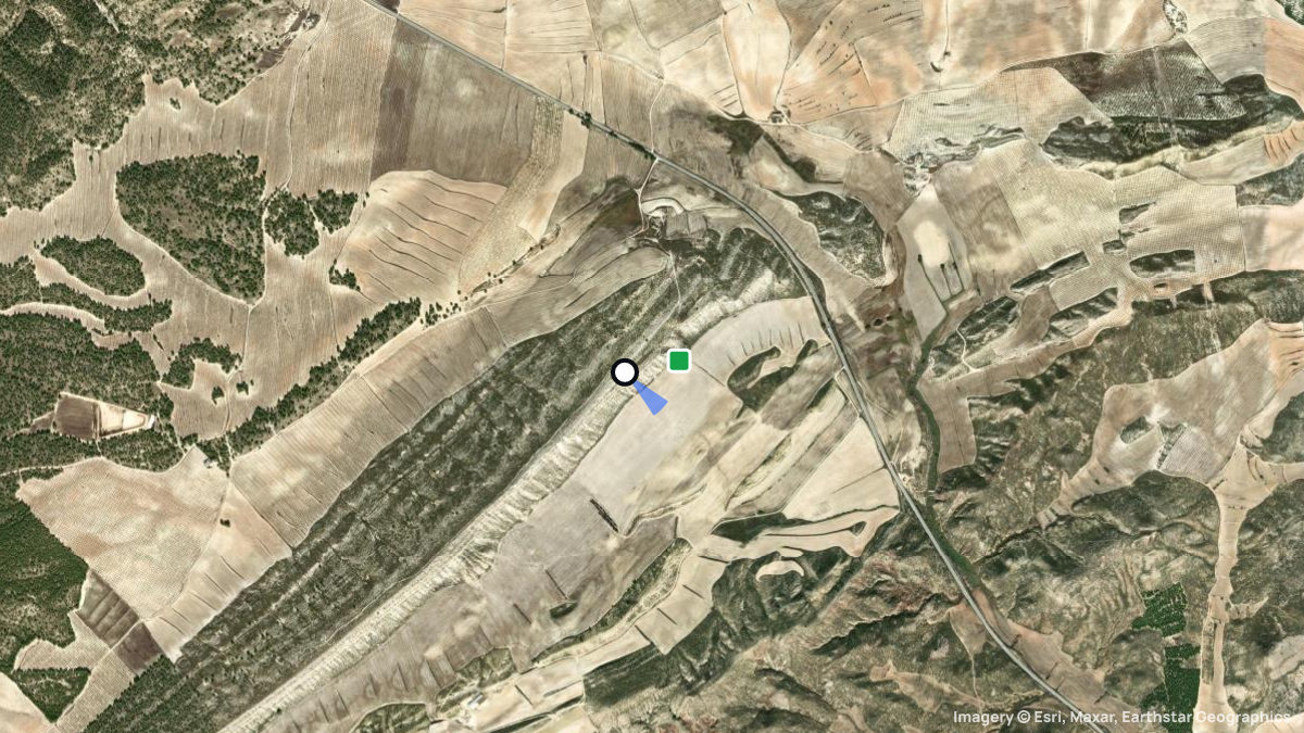 Satellite map of Campo Coy with its launches and landings