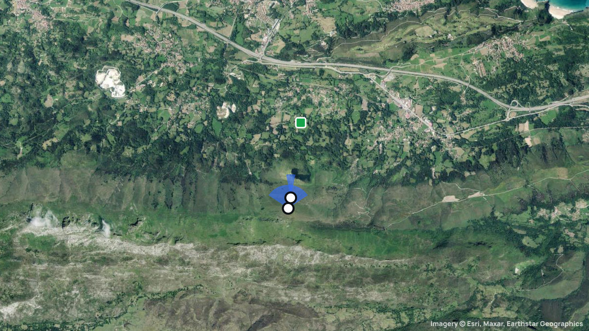 Satellite map of Pico Castiello with its launches and landings