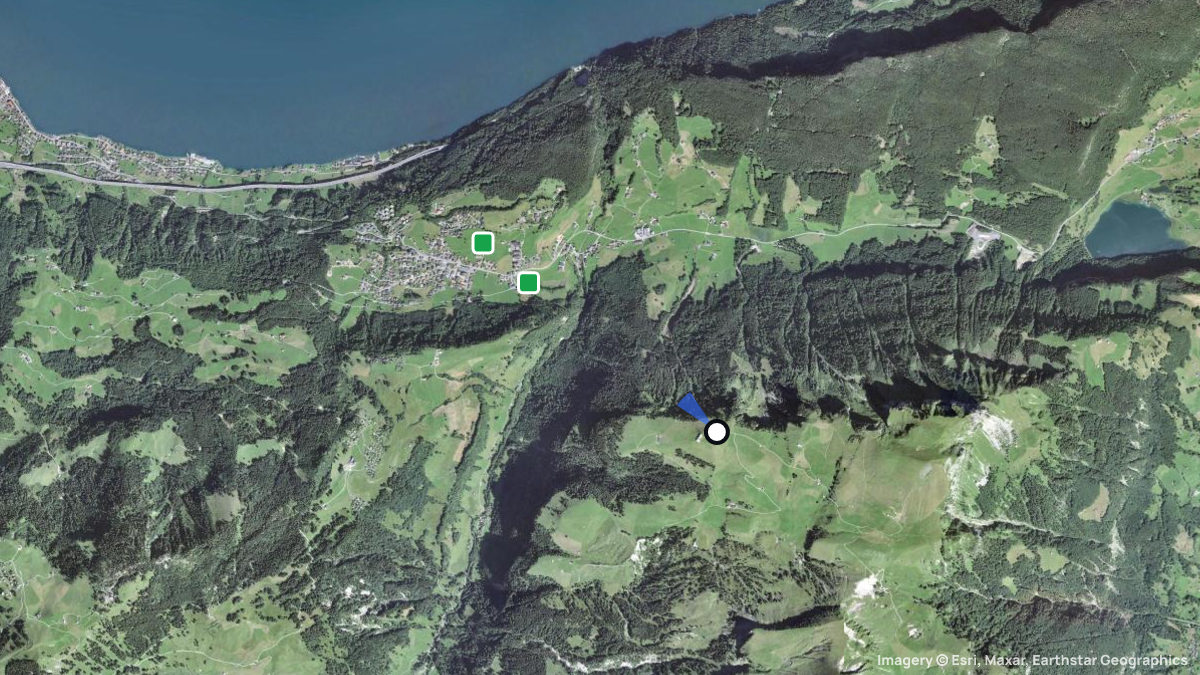 Satellite map of Niederbauen - Emmetten with its launches and landings