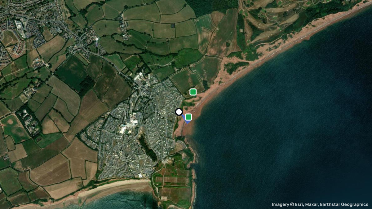 Satellitenkarte von Sandy Bay mit Start- und Landeplätzen