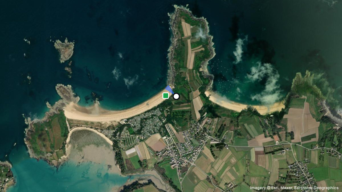 Satellite map of La Guimorais with its launches and landings