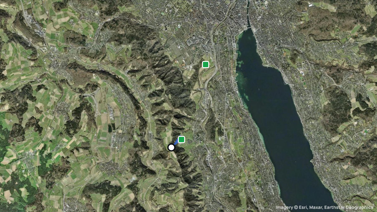 Satellitenkarte von Uetliberg mit Start- und Landeplätzen