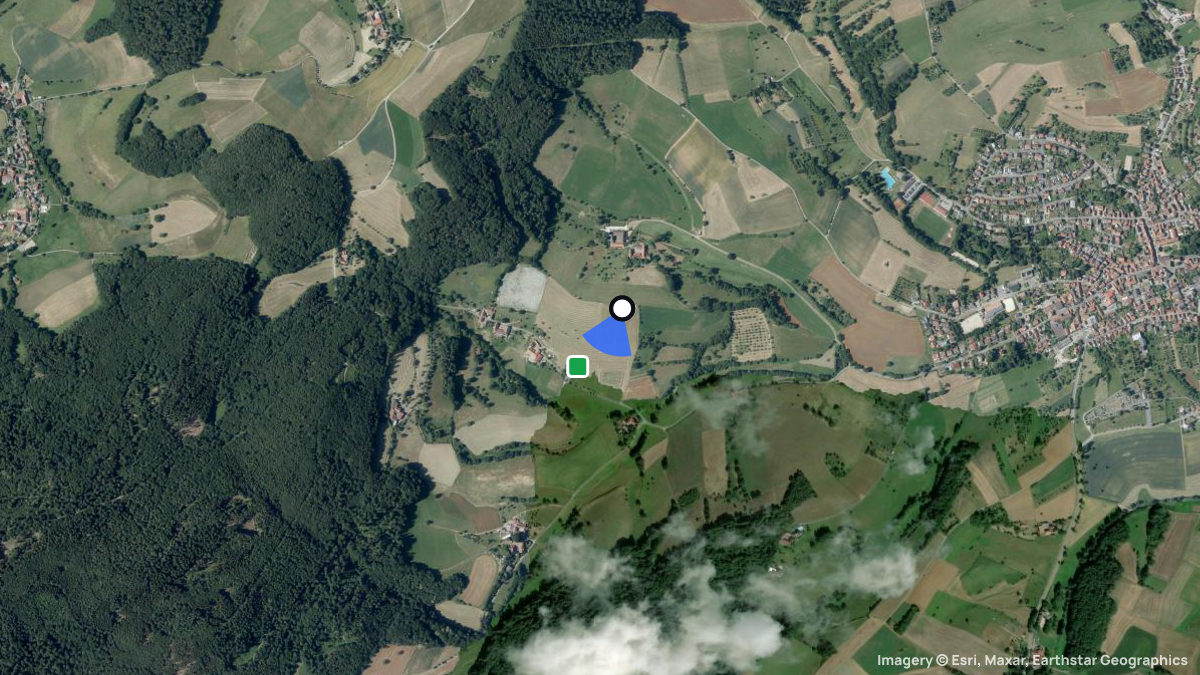 Satellite map of Erlau SW with its launches and landings