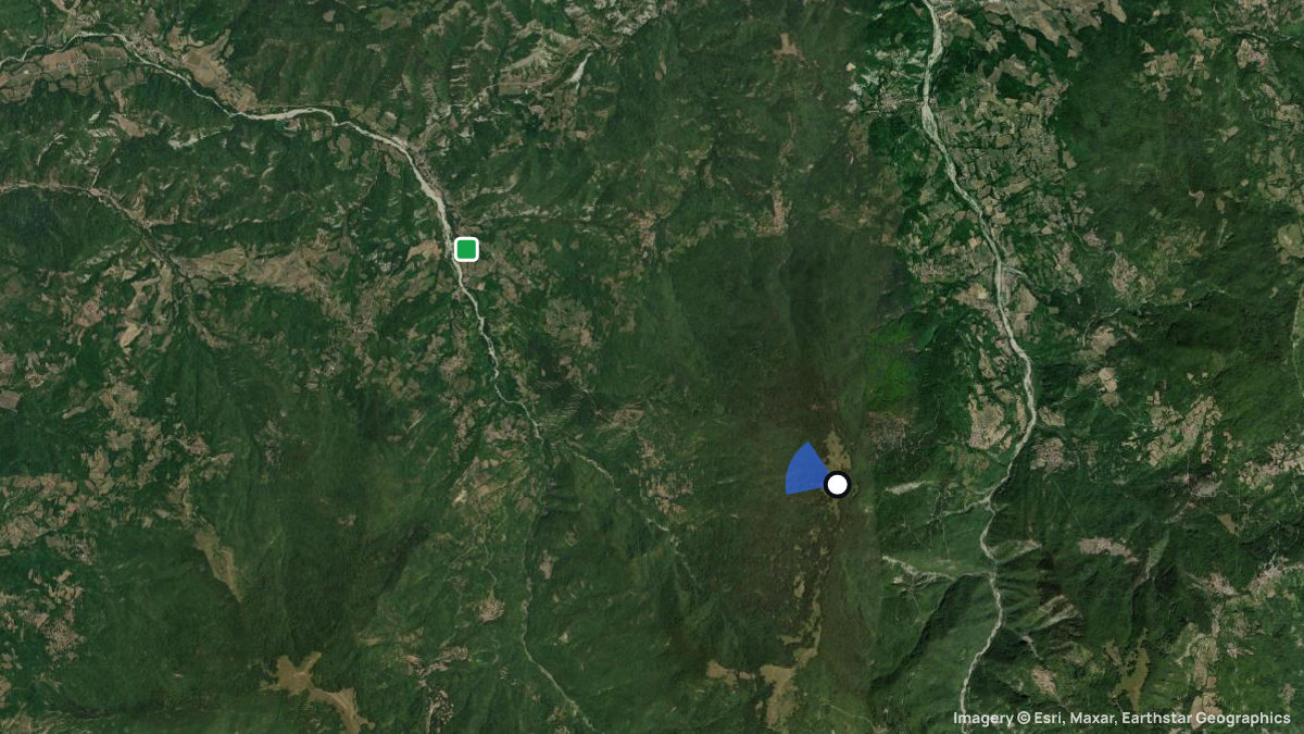Satellite map of Monte Boglelio with its launches and landings